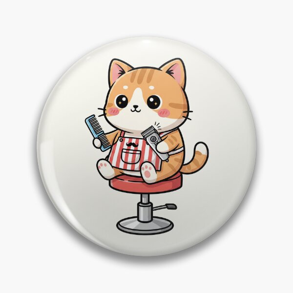 Item preview, Cute Chibi Barber Cat Illustration designed and sold by HoopeStylee.