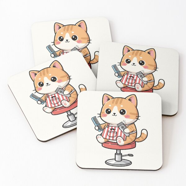 Item preview, Cute Chibi Barber Cat Illustration designed and sold by HoopeStylee.