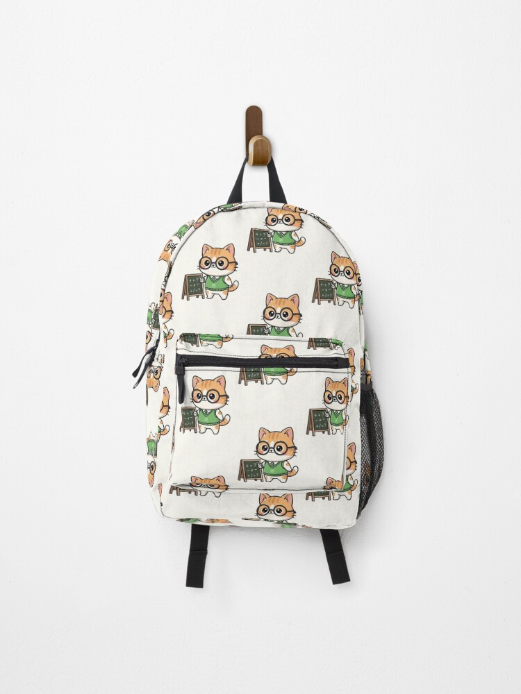 Thumbnail 1 of 3, Backpack, Cute Chibi Math Teacher Cat designed and sold by HoopeStylee.