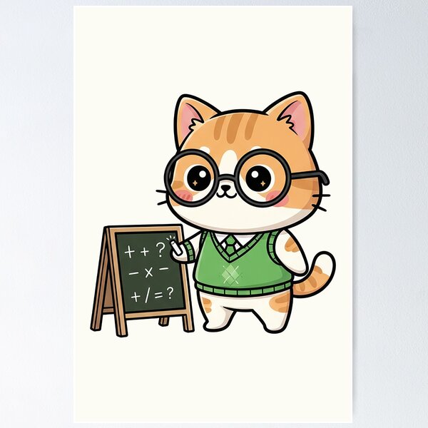 Item preview, Cute Chibi Math Teacher Cat designed and sold by HoopeStylee.