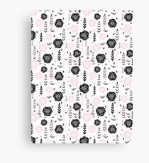 Floral Black Rose Vector Pattern Canvas Print