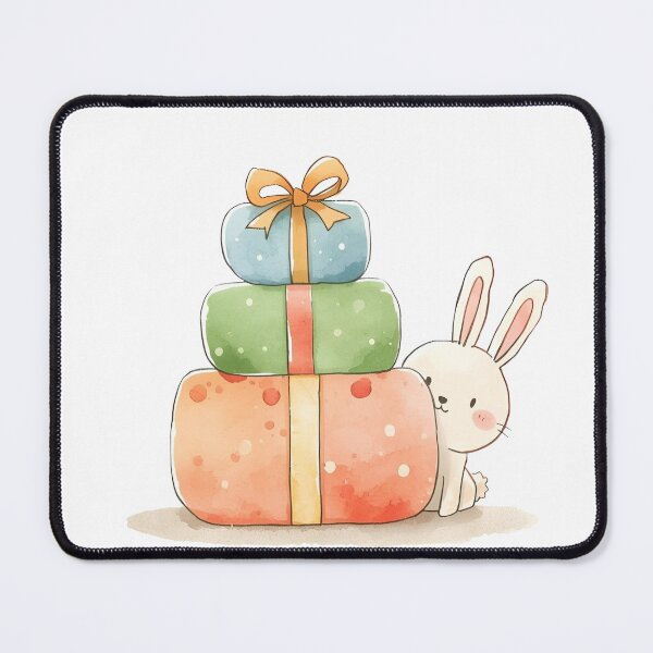 Item preview, Cute Bunny Peeking Behind Colorful Presents, Holiday Gift Illustration Sticker designed and sold by Moodune.
