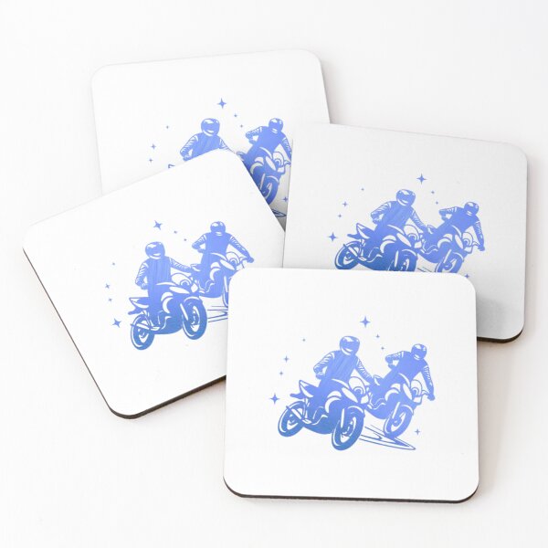 Item preview, Two motorbike riders turning in a race curve_10_Blue paint designed and sold by Aariq.