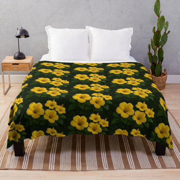 Item preview, Yellow hibiscus flowers print designed and sold by trayd.