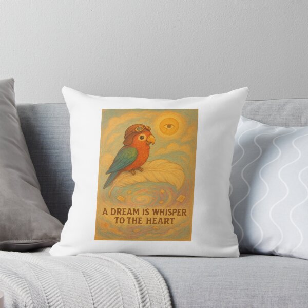 Item preview, A Dream Is Whisper to the Heart – Whimsical Dreamscape Parrot Illustration designed and sold by WhimsyByPaul.redbubble.com.