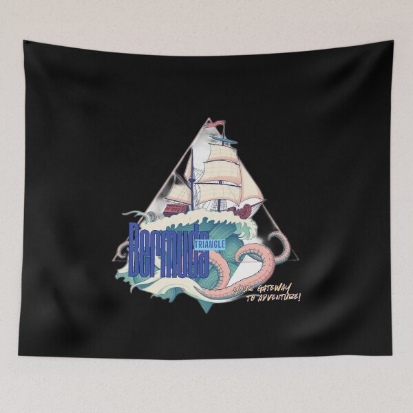 Item preview, Bermuda Triangle Gateway to Adventure – Retro Kraken & Ship Travel Poster designed and sold by NSB-Design.