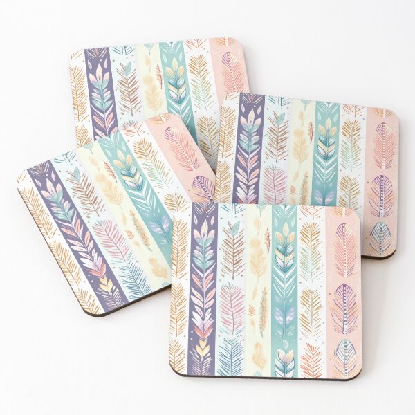 Item preview, Boho Feather Stripe Pattern | Pastel Feather Seamless Design | Tribal Vertical Print | Soft Bohemian Aesthetic | Nature Pattern Background designed and sold by Inspiring Strokes.