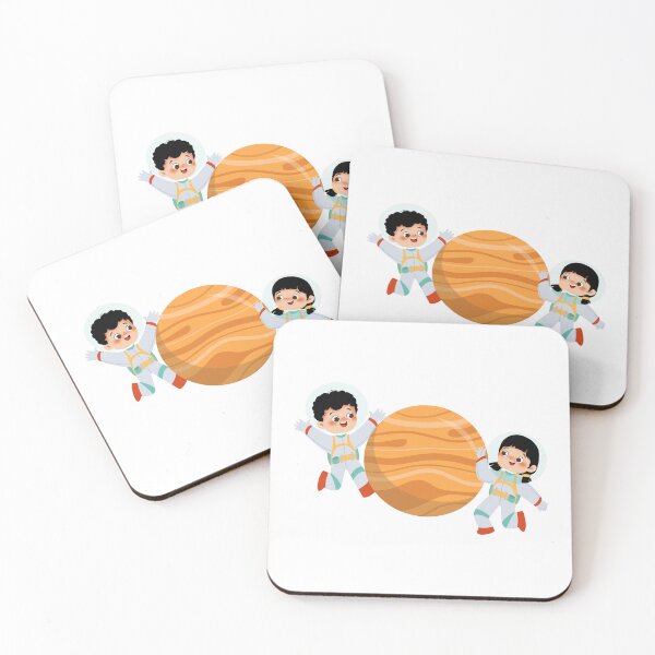 Item preview, Happy Space Kids – Cartoon Astronaut Illustration, Kids in Space – Child Astronauts & Planet Graphic designed and sold by GDbanners.