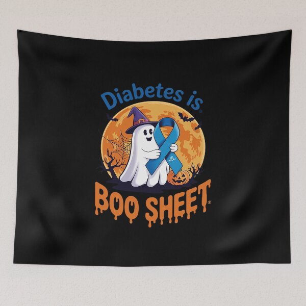 Item preview, Diabetes Is Boo Sheet Halloween Diabetes Awareness RIbbons designed and sold by ShelFisher.