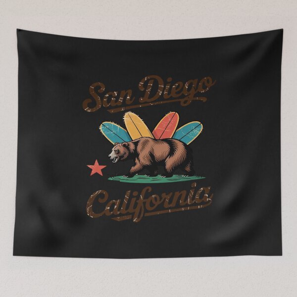 Item preview, San Diego California Beach Flag Bear Surf CA Vintage designed and sold by TAYLOROUSDALE.