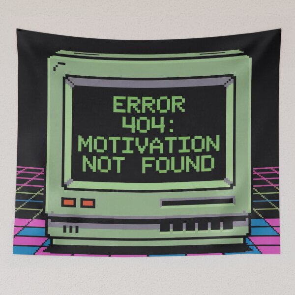 Aperçu de l'œuvre Erreur 404 : Motivation introuvable | Humour de programmeur | Cadeau rétro pour codeur créée et vendue par PXLHDVP.