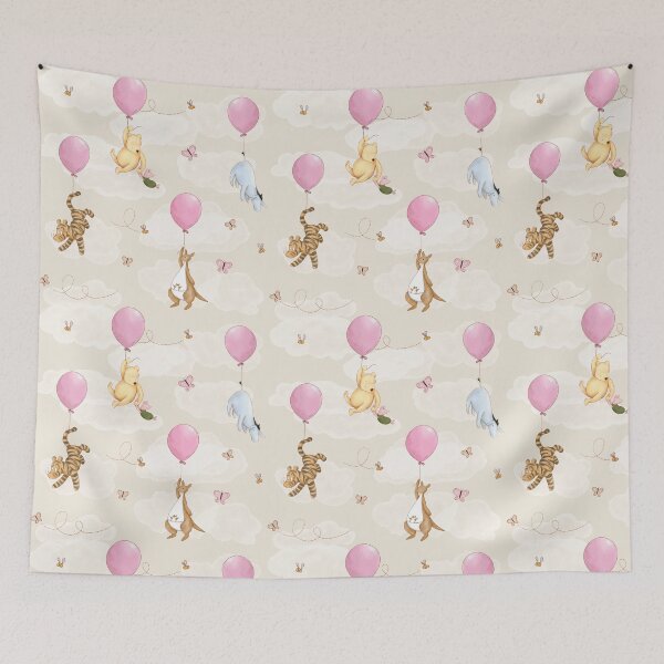 Item preview, Classic Winnie the Pooh and Friends Pink Balloon Seamless Pattern designed and sold by Big Day Out Designs.
