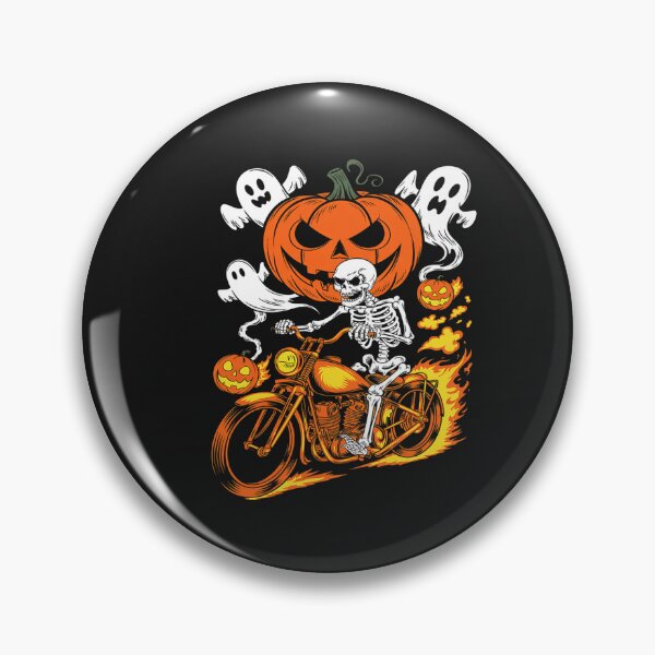 Item preview, Skeleton Driving Motorcycle Pumpkin Halloween designed and sold by VladimiaPutin.