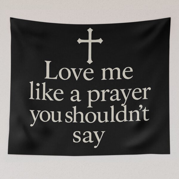 Item preview, Love Me Like a Prayer – Forbidden Romance Quote – Gothic Cross Typography Design designed and sold by Mouraludia.
