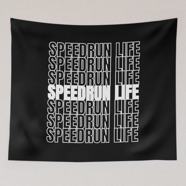 Item preview, Speedrun Life – Repeated Typography Gamer Pattern designed and sold by PHRASEandSTYLE.