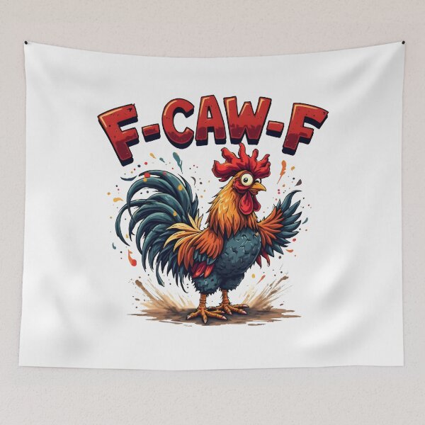 Item preview, F-CAW-F Chicken – Funny Cartoon Rooster with Color Splash and Farmyard Attitude designed and sold by SoftyDesigns.