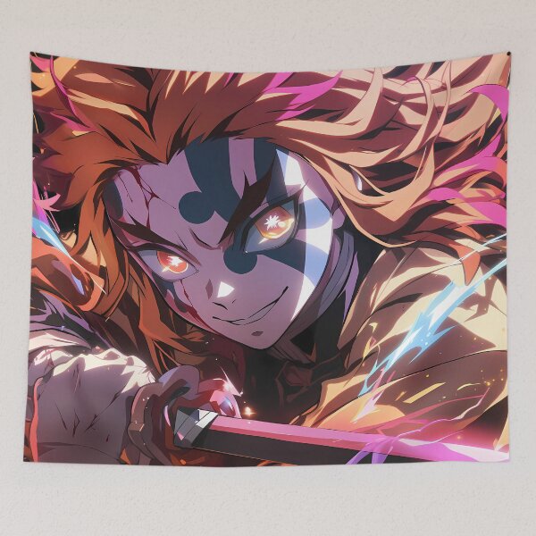 Item preview, Akaza Demon Slayer Anime Fiery Demon Battle Intense Power designed and sold by CarlosBender.