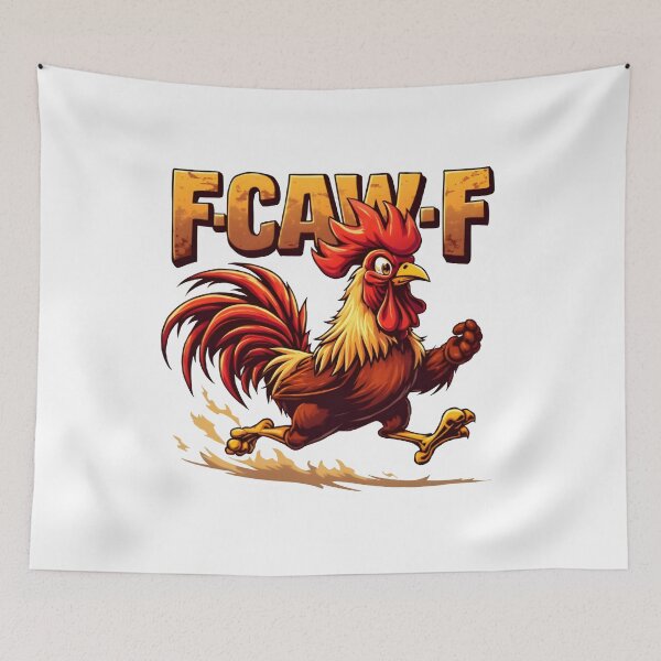 Item preview, F-CAW-F Rooster – Funny Cartoon Chicken with Bold Farmyard Energy designed and sold by SoftyDesigns.