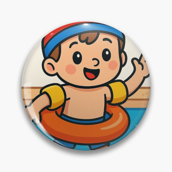 Item preview, Funny Kids Pool Swimming Sticker with Safety Gear designed and sold by JJPSuppplies.