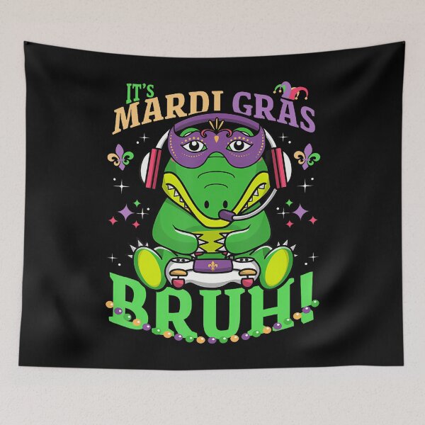 Item preview, Bruh Mardi Gras Alligator Gaming Video Games Men Boys Kids designed and sold by TashiaJerrie.