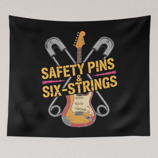 Item preview, Safety Pins  Six Strings Punk Rock Music designed and sold by TashiaJerrie.