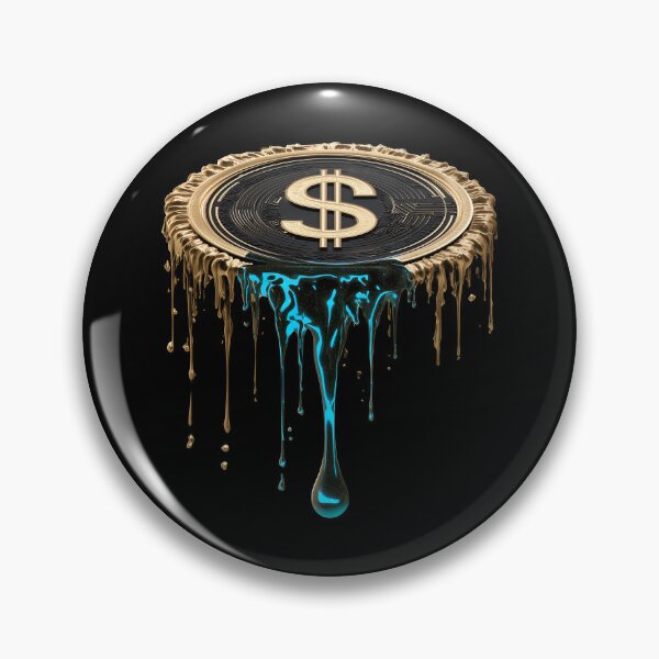 Item preview, Dripping Gold Dollar Coin – Neon Liquidity Noir designed and sold by GlyphSmith.