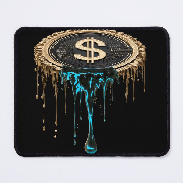 Item preview, Dripping Gold Dollar Coin – Neon Liquidity Noir designed and sold by GlyphSmith.