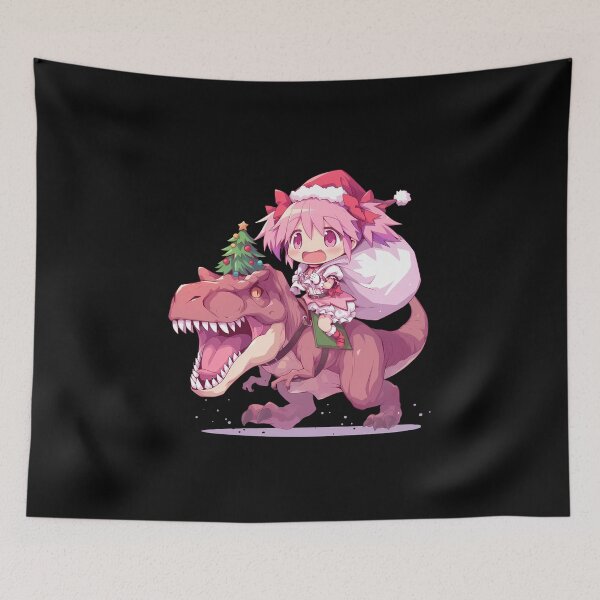 Item preview, Madoka Kaname Magia Record Christmas Chibi Kawaii T-Rex Santa Claus Anime designed and sold by CarlosBender.