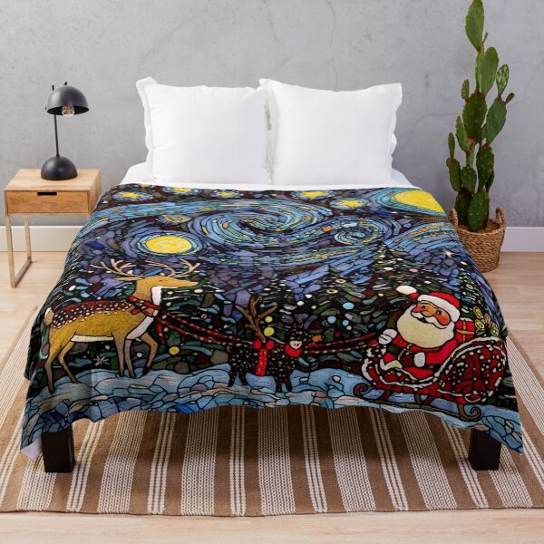 Item preview, Cartoon Stain Glass Effect Reindeer Santa Van Gogh Inspired designed and sold by shaang.