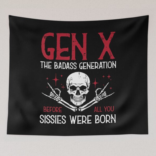 Item preview, Gen X Badass Generation Skull Rock Funny Saying Men Women designed and sold by EarlineRenee.