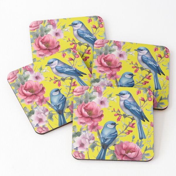 Item preview, Pink Flowers, Blue birds  designed and sold by GrifonJ.