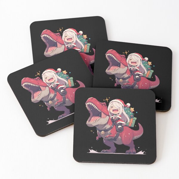 Item preview, A2 Nier Automata Christmas Dinosaur Santa Ride Chibi Kawaii Game Girl Scene designed and sold by CarlosBender.