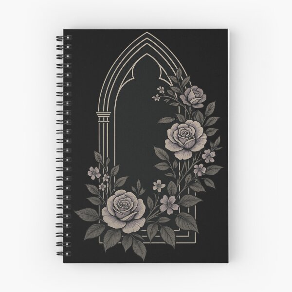 Item preview, Gothic Arch Window & Roses – Dark Floral Art – Elegant Vintage Botanical Design designed and sold by Mouraludia.