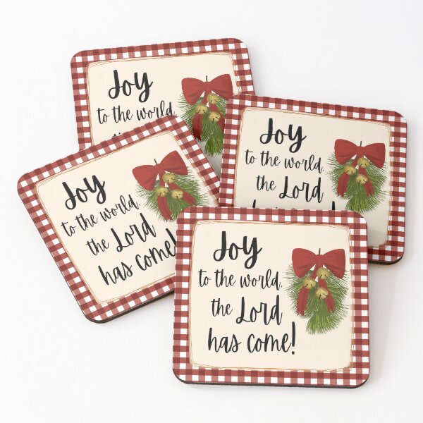 Item preview, Joy to the World gingham Christmas art designed and sold by Willow & Grace Designs.