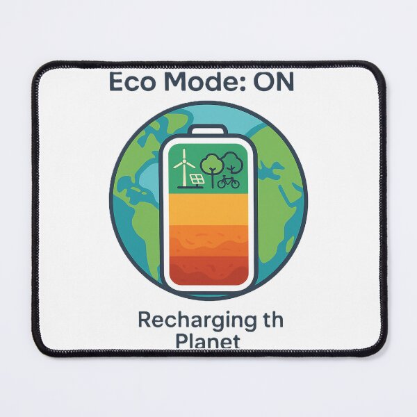 Item preview, Eco Mode ON – Earth Battery Recharging (Eco-Friendly Design) designed and sold by Serge-Design.
