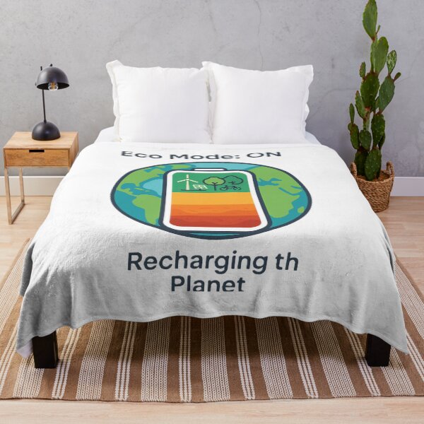 Item preview, Eco Mode ON – Earth Battery Recharging (Eco-Friendly Design) designed and sold by Serge-Design.