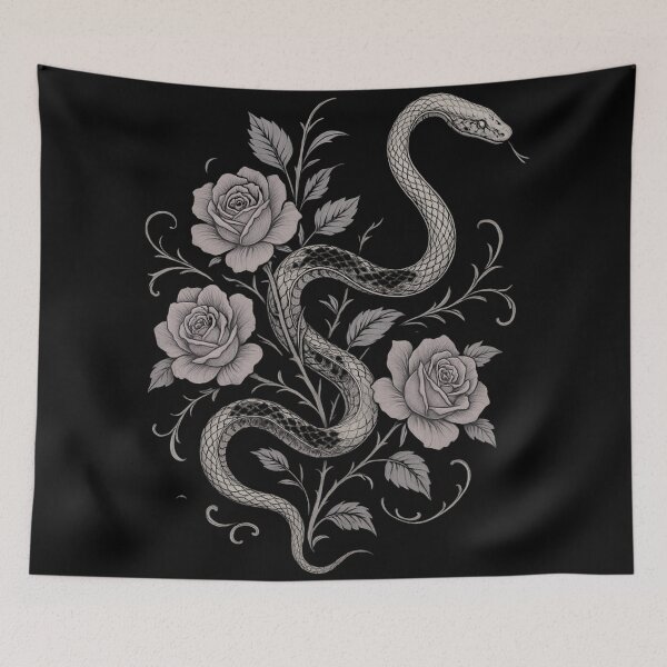 Item preview, Serpent & Roses – Gothic Botanical Art – Occult Elegant Snake Design designed and sold by Mouraludia.