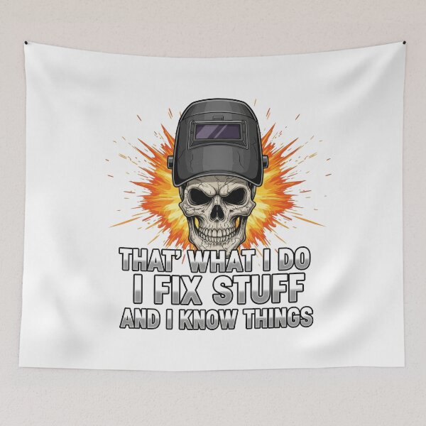 Item preview, I Fix Stuff and I Know Things – Funny Handyman Quote designed and sold by TextMood.