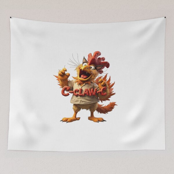 Item preview, C-CLAW-C Funny Hybrid Rooster Cat Mascot – Cute Cartoon Creature designed and sold by SoftyDesigns.