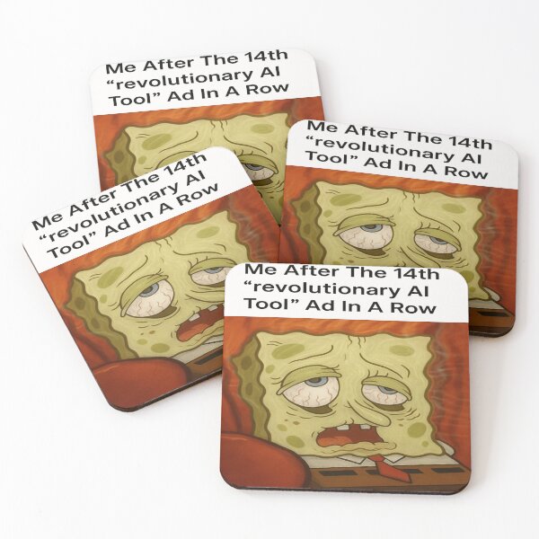 Item preview, Exhausted AI Ad Survivor Meme – Funny Tech Burnout Parody Gift designed and sold by POD DYNASTY | Original Print On Demand T-Shirt Graphics.