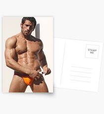 Leo in orange swimwear Postcards