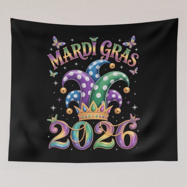 Item preview, Happy Mardi Gras Carnival Mardi Gras 2026 Jester designed and sold by AsteriskDatBArt.