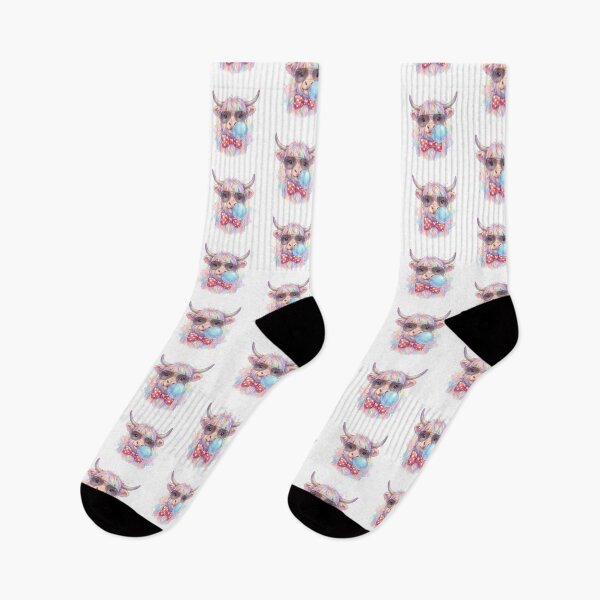Item preview, Cute Pastel cow with ray-band Glasses & Bubblegum – Kawaii Christmas cow Art designed and sold by shikuldo7.