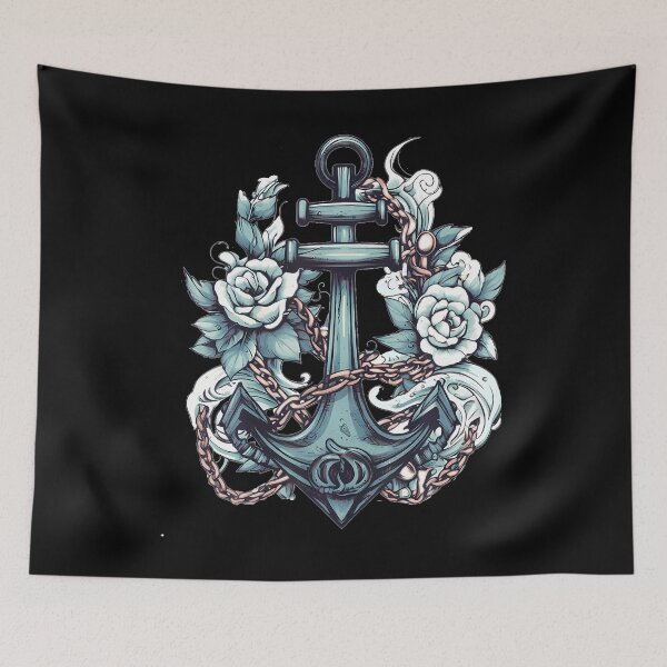 Item preview, Vintage Sailing Boat Anchor Floral Chains Nautical Seafarer designed and sold by MargieLauren.