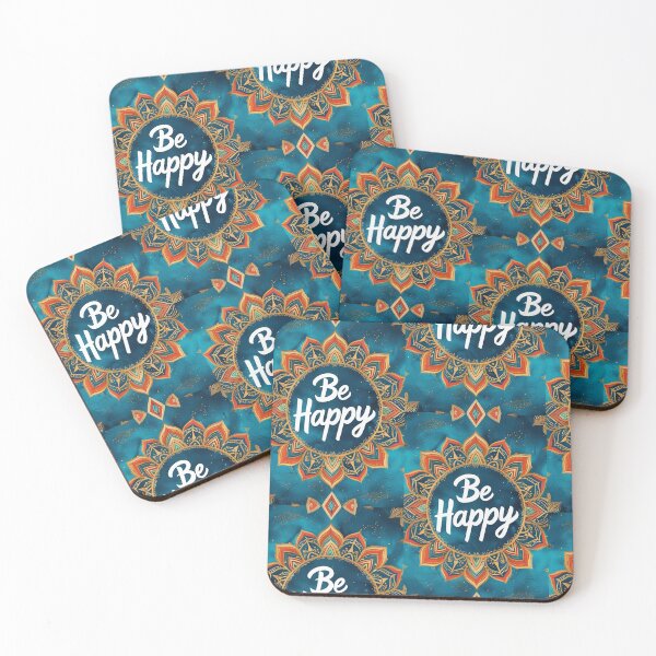 Item preview, Be Happy Boho Art – Positive Quote designed and sold by OMNOUVEAU.
