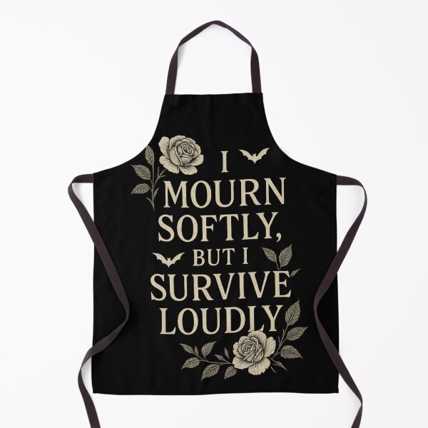 Item preview, I Mourn Softly, But I Survive Loudly – Gothic Resilience Quote – Roses & Bats Dark Aesthetic designed and sold by Mouraludia.