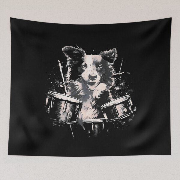 Item preview, Funny Border Collie Dog Playing Drums designed and sold by FernLela.