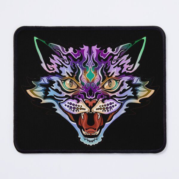 Item preview, Jewel Tones Purple and Green Wildcat Snarl - original digital artwork designed and sold by NonDecafArt.
