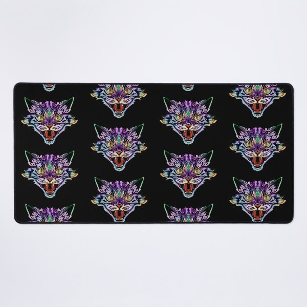 Item preview, Jewel Tones Purple and Green Wildcat Snarl - original digital artwork designed and sold by NonDecafArt.