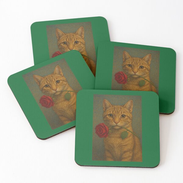 Item preview, Romantic Cat With Rose – Vintage Artistic Illustration designed and sold by NomadUSArt.